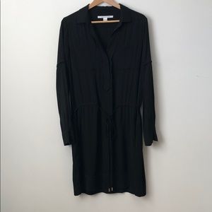 Diane Von Furstenberg Silk Black Shirtdress Size 6